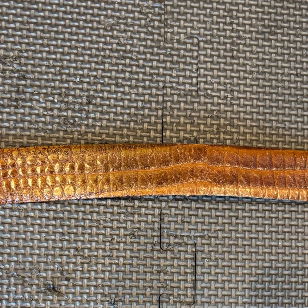Alligator grain Brown Leather Belt with cashmere cowhide lining
